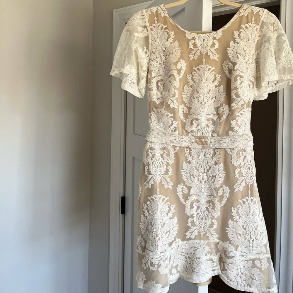 Nude Illusion Lace Mini Dress